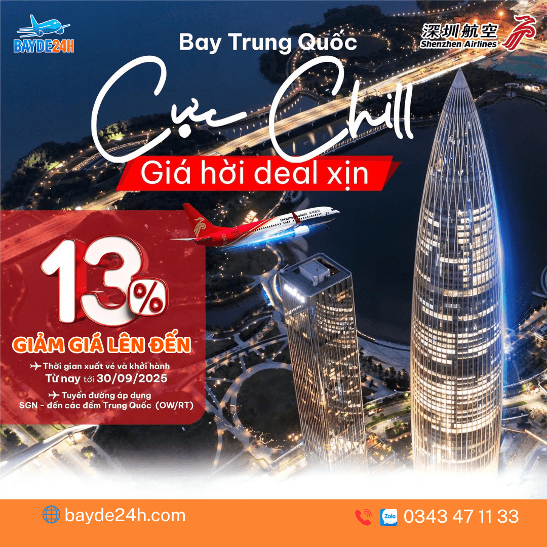 Shenzhen Airlines khuyến mãi đến 13%