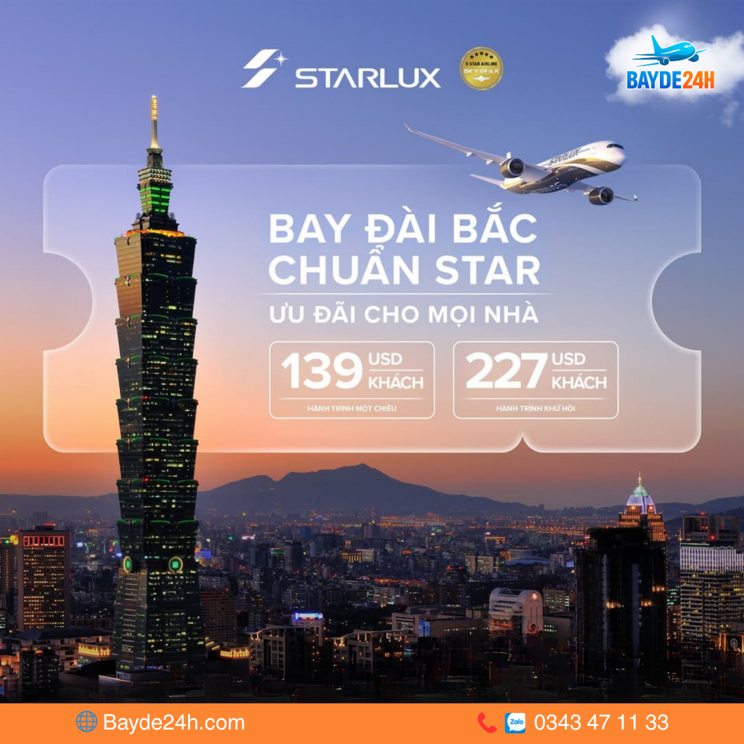 Starlux Airlines khuyến mãi bay Đài Bắc