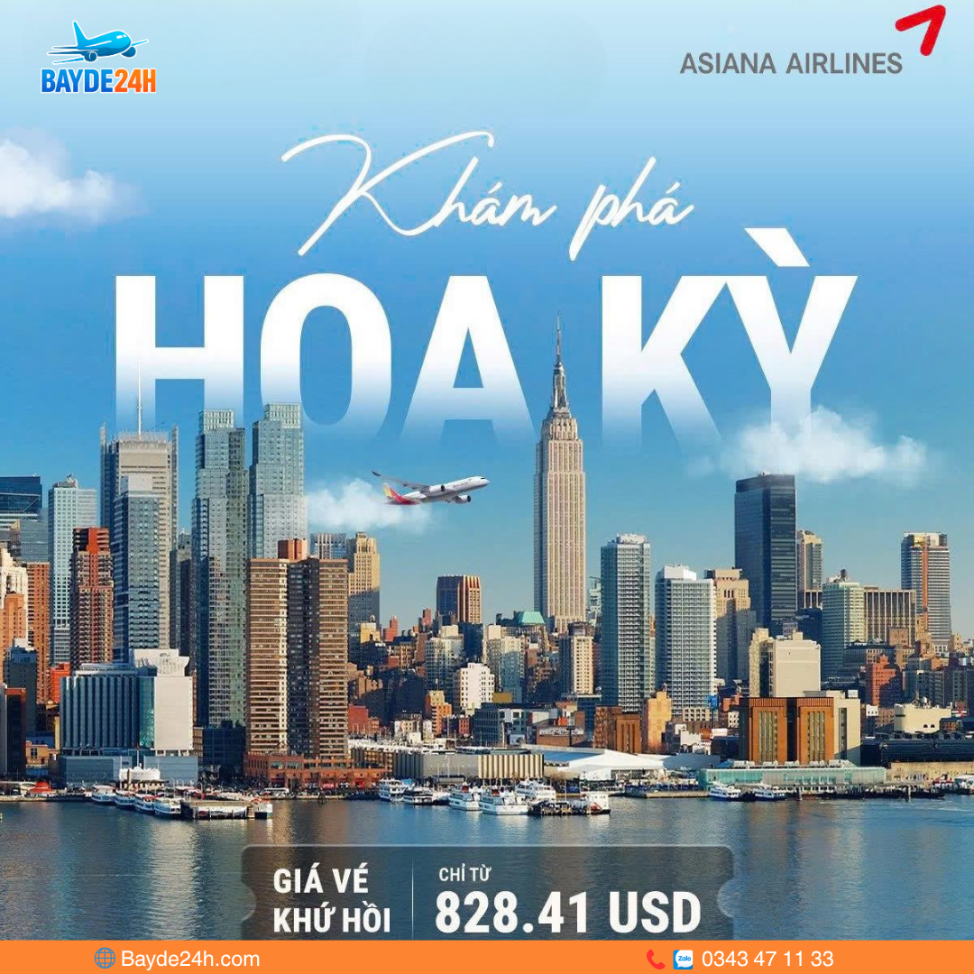 Asiana Airlines vé đi Mỹ khuyến mãi