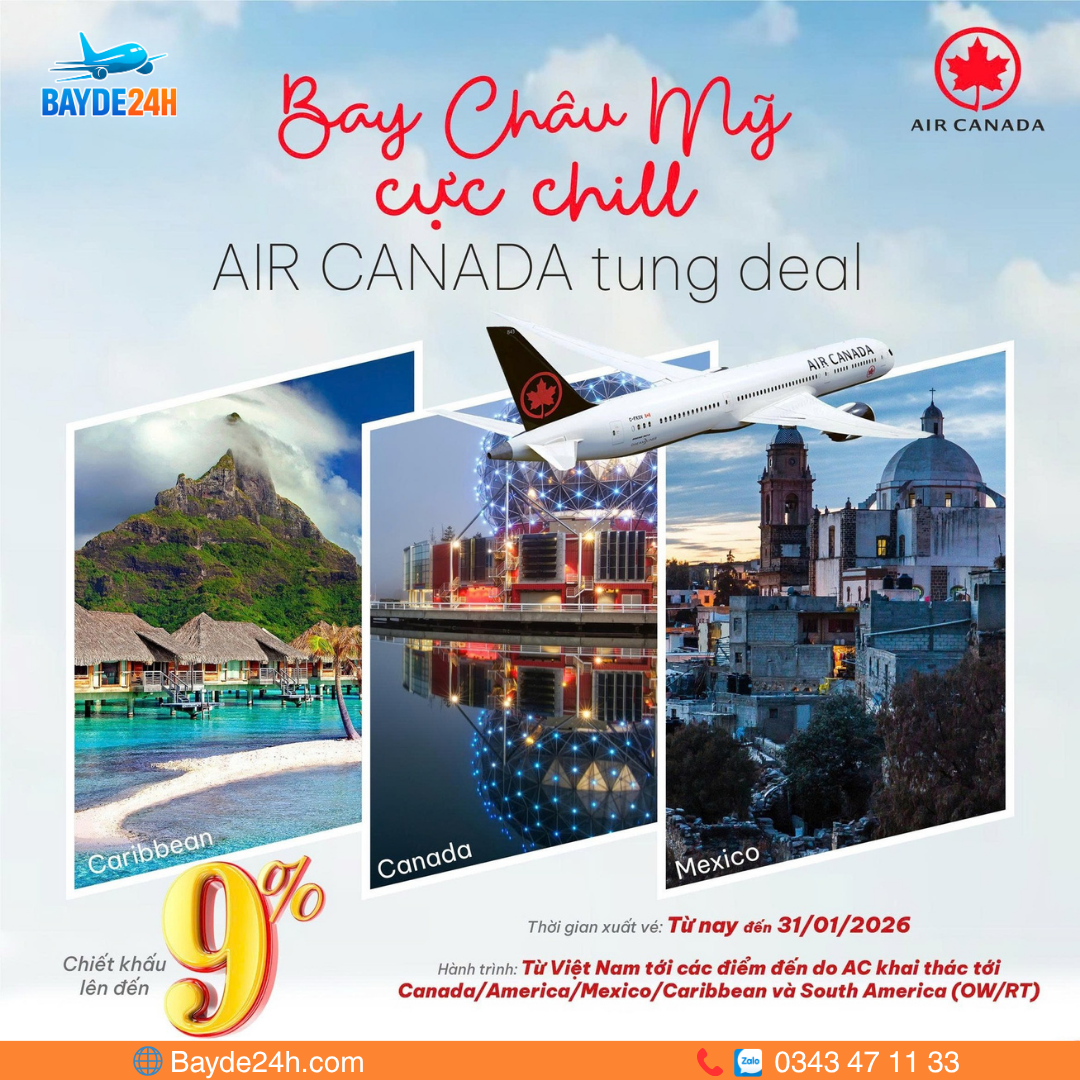 Air Canada khuyến mãi bay châu Mỹ