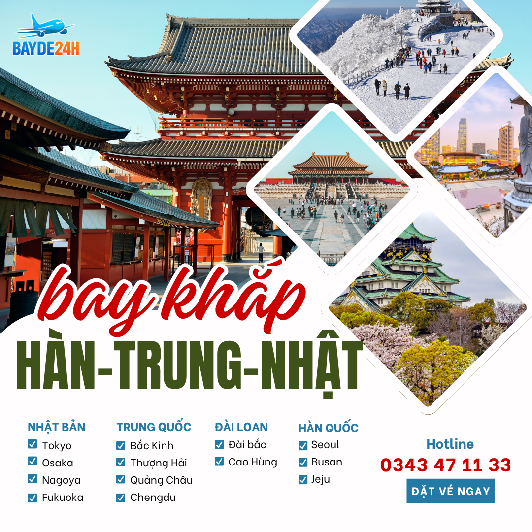 Vé máy bay đi Châu Á giá rẻ Vé máy bay đi Nhật Bản, Hàn Quốc, Singapore