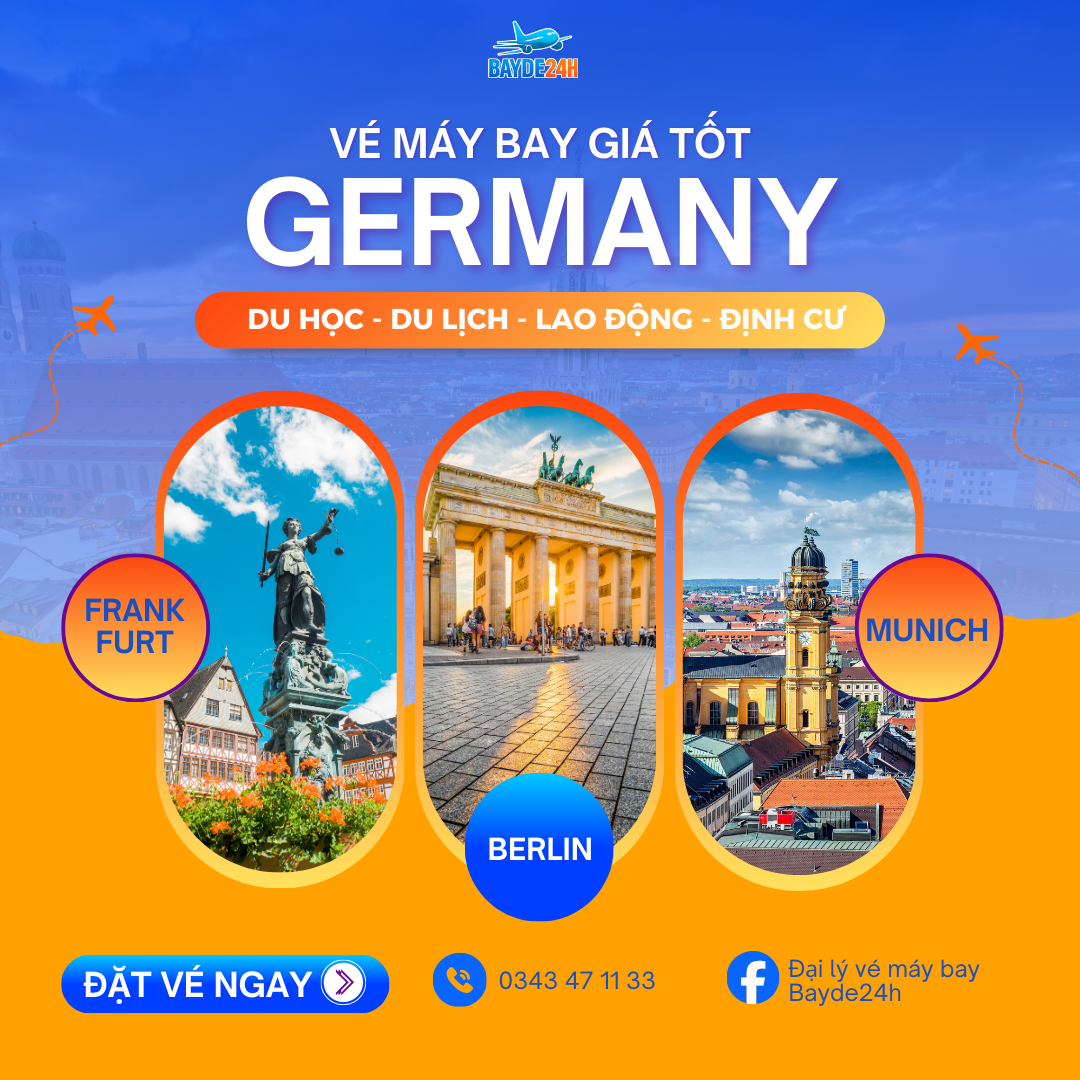 Sơ đồ các chặng bay Việt Nam ⇄ Đức