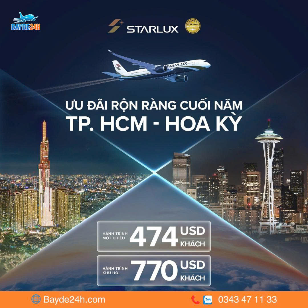 Ưu đãi vé STARLUX đi Mỹ Canada
