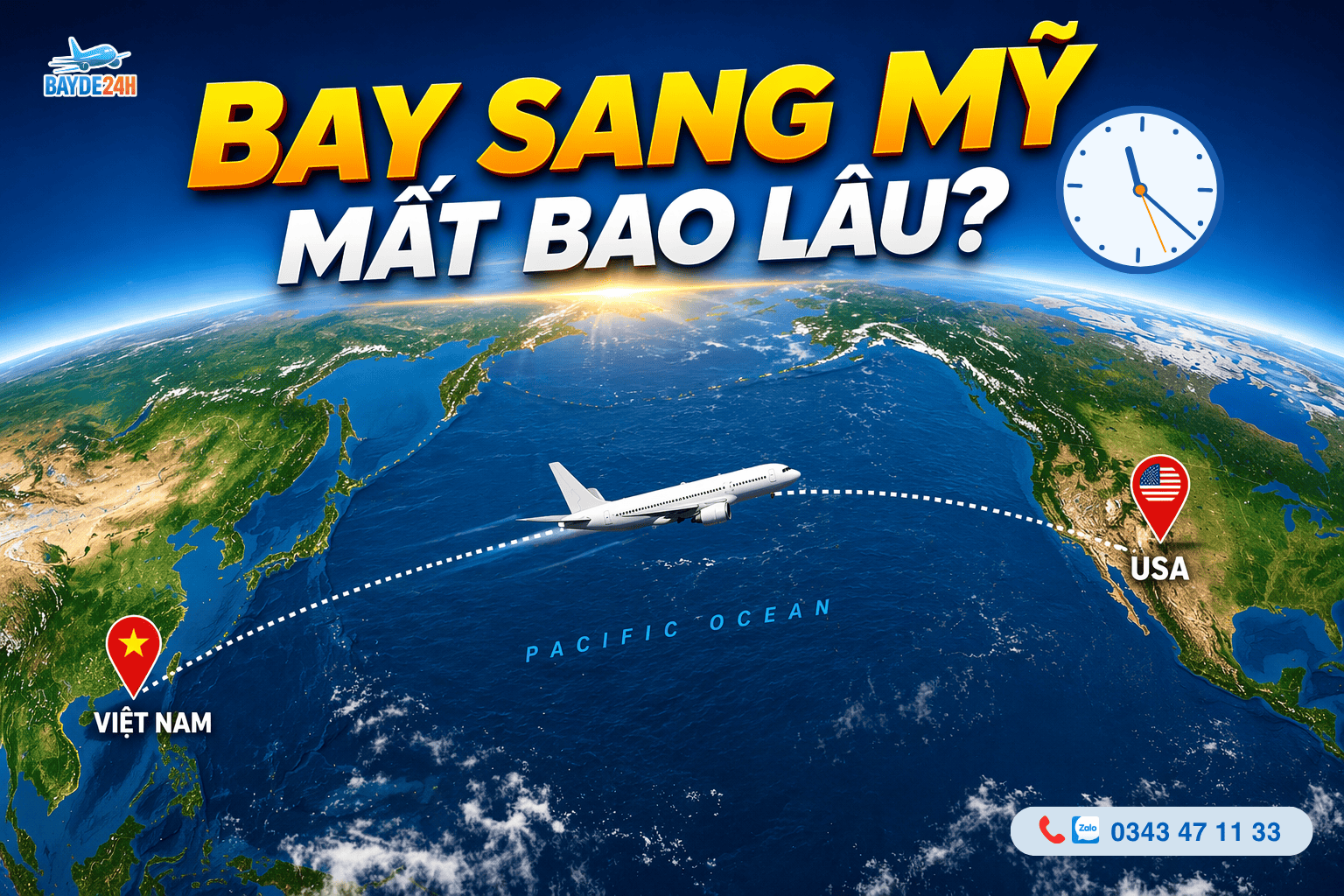 Bay sang Mỹ bao lâu?
