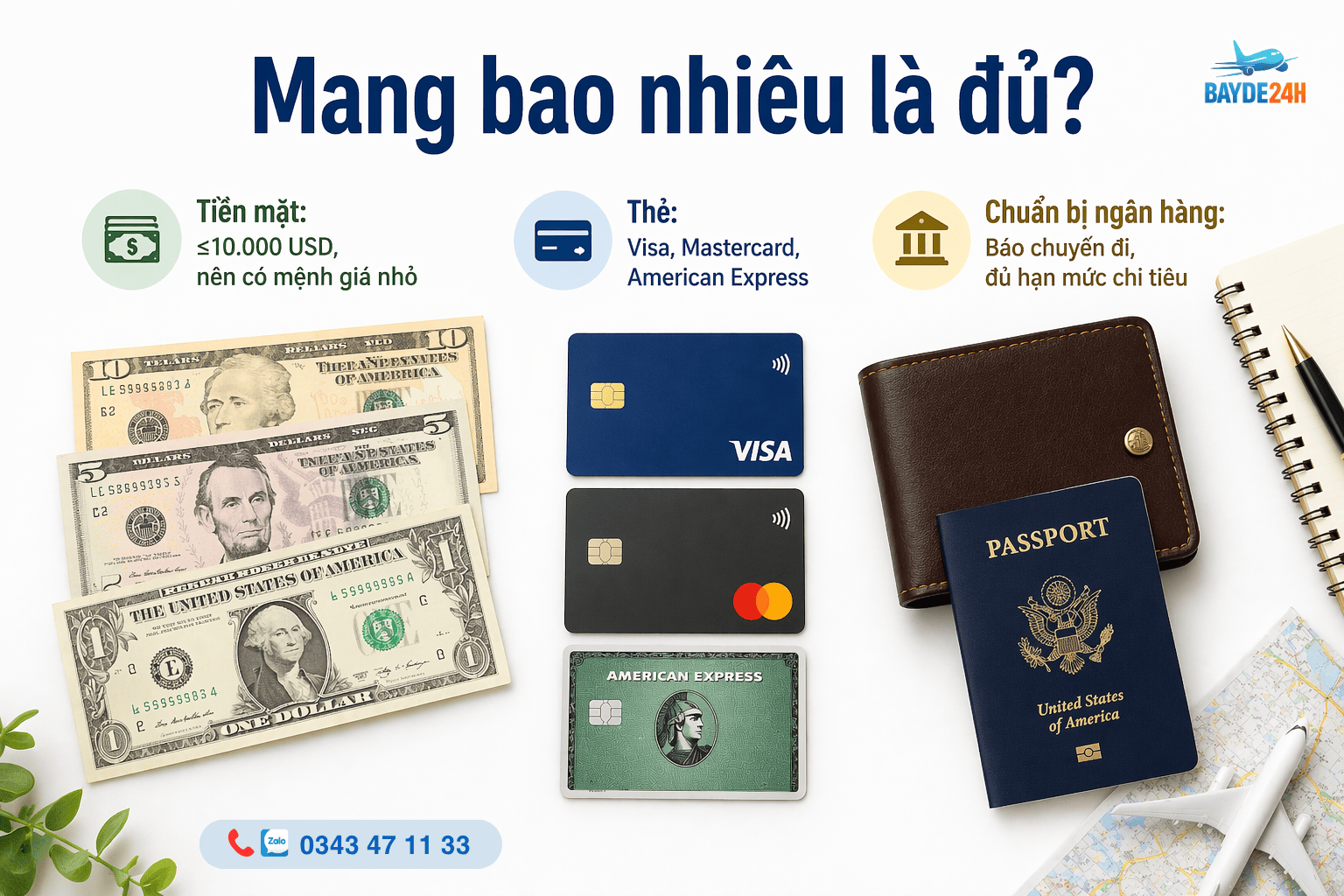 Đi Mỹ Lần Đầu mang bao nhiêu tiền