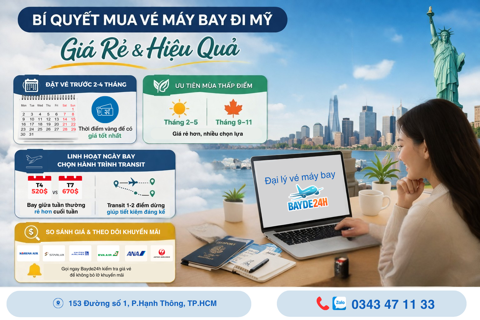 Bí quyết mua vé máy bay đi Mỹ giá rẻ