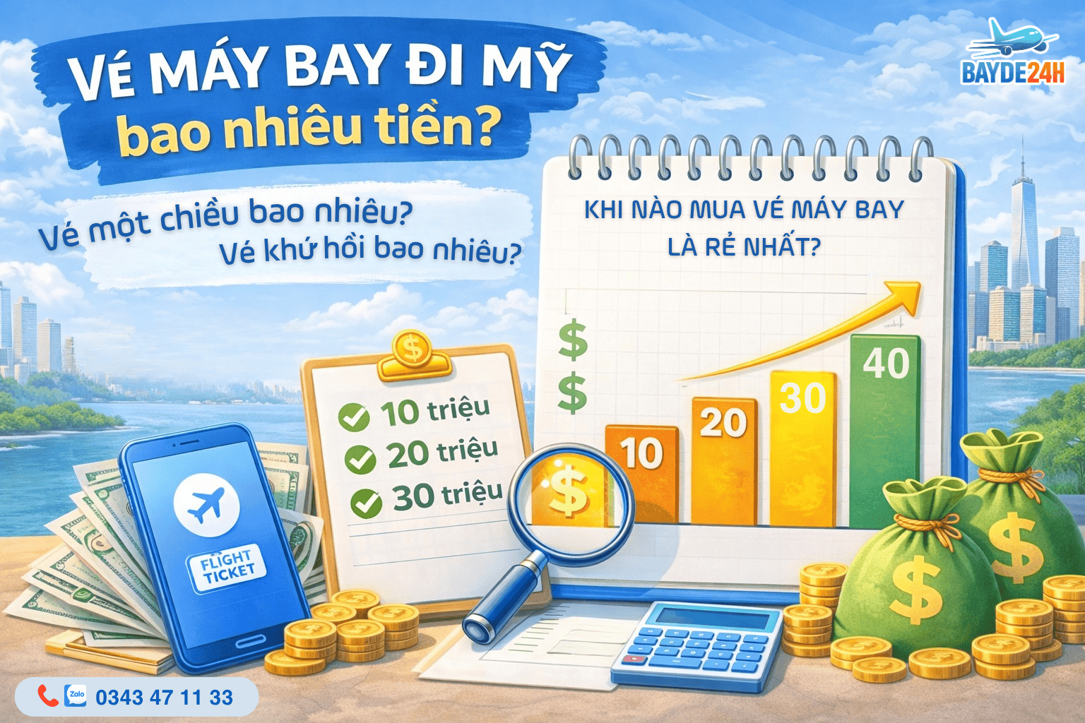 Giá vé máy bay từ Việt Nam đi Mỹ dao động theo mùa, hãng bay và điểm đến