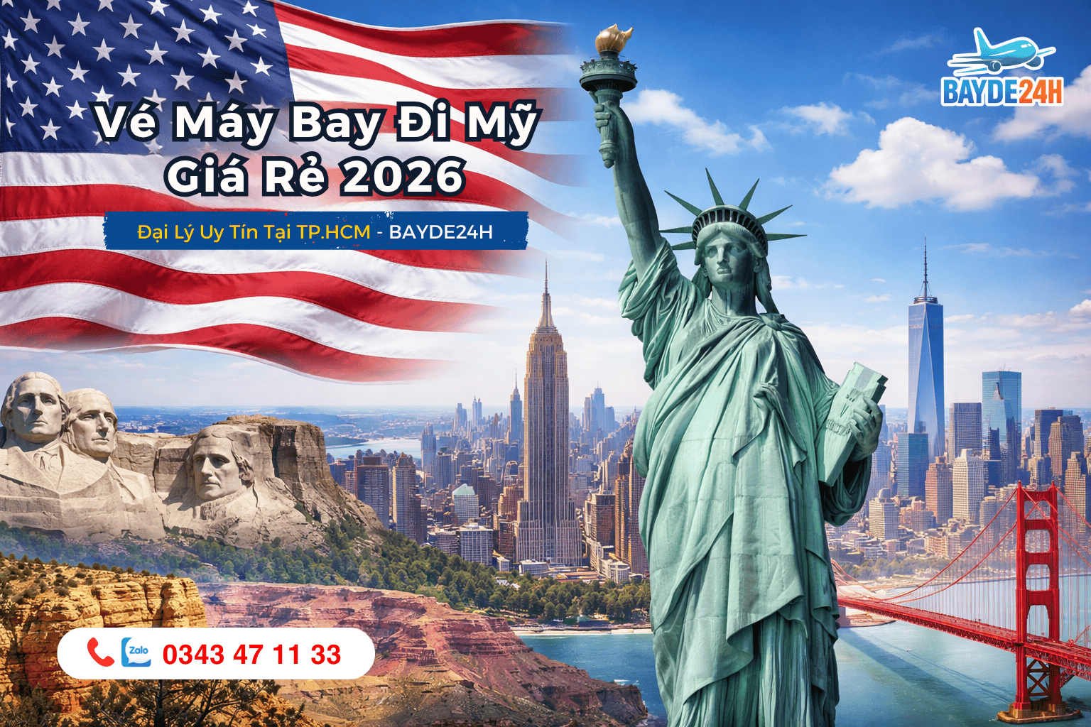 Vé máy bay đi Mỹ 2026