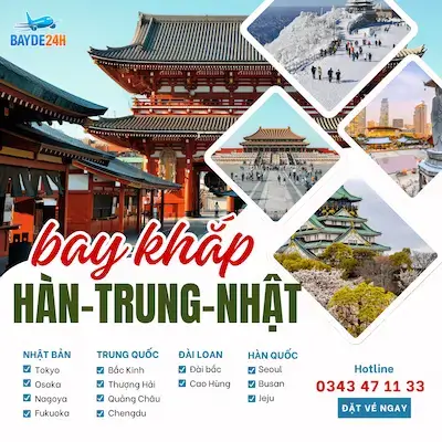 Vé máy bay đi Nhật Bản, Hàn Quốc, Singapore